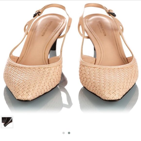 Bottega Veneta - Pink Wicker Kitten Heel Sling Black - 39 - Picture 7 of 10